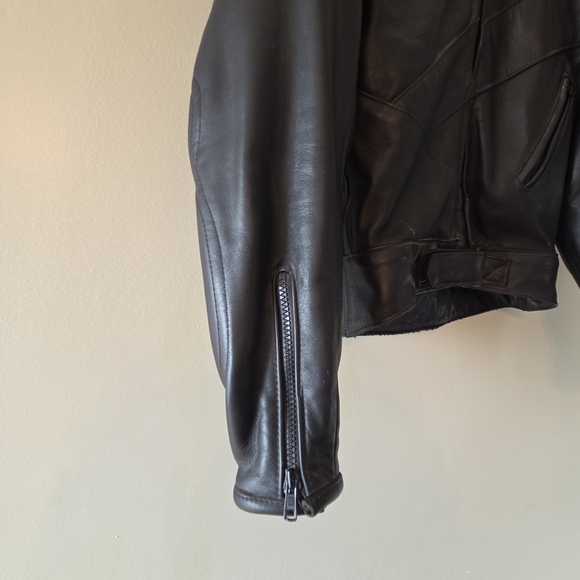 Akoury Cuirs Moto Leather Biker Women's Cropped Jacket Black Size   Medium - Picture 9 of 14